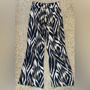 CLARA SUNWOO Black and White Animal Print Wide Leg Pants
